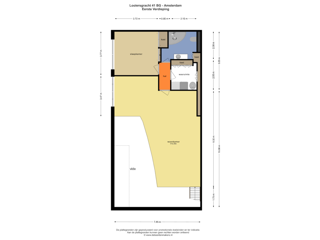 Bekijk plattegrond van Eerste Verdieping van Eerste Passeerdersdwarsstraat 2-A