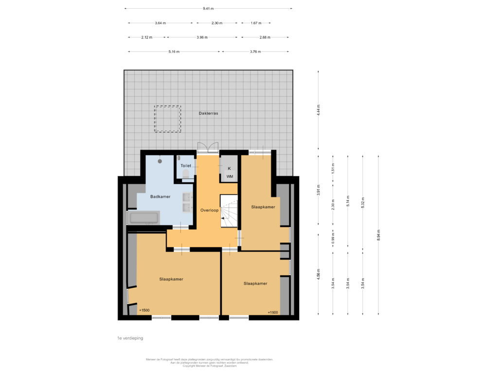 View floorplan of 1e verdieping of Schans 15