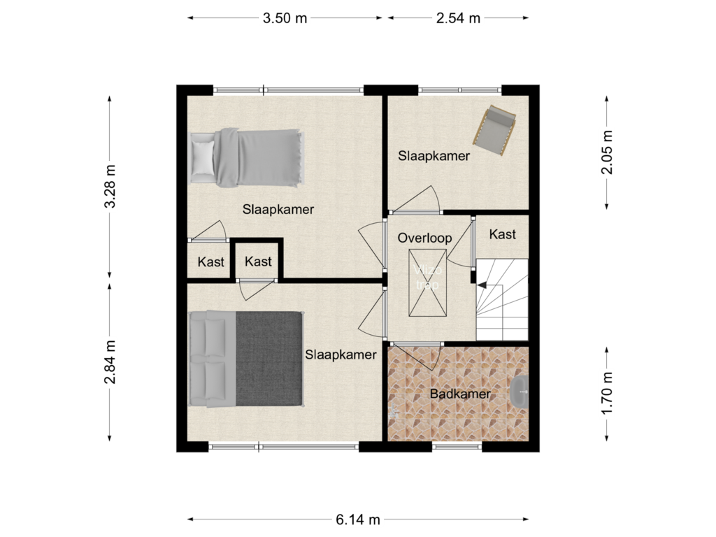 Bekijk plattegrond van 1e verdieping van Burgemeester van Dijkstraat 17