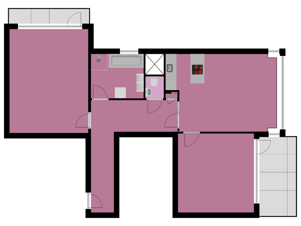 View floorplan of 17e Verdieping (copy) of Stationsstraat 142