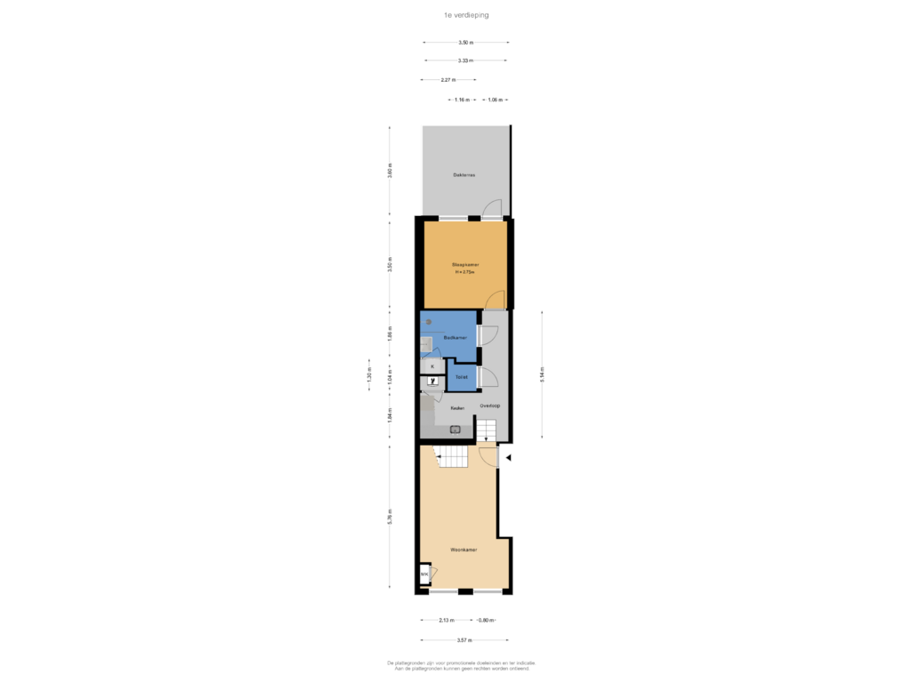 View floorplan of 1e verdieping 5B of Prinses Beatrixlaan 5-B