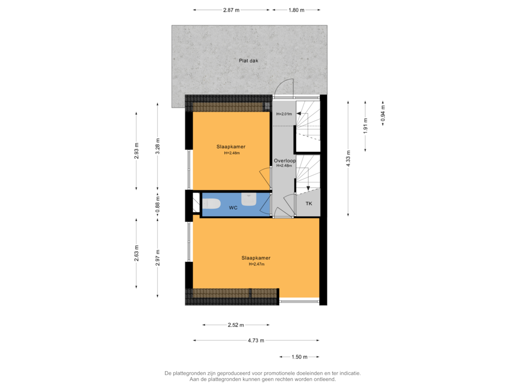 View floorplan of 1e verdieping of Hobbemalaan 78