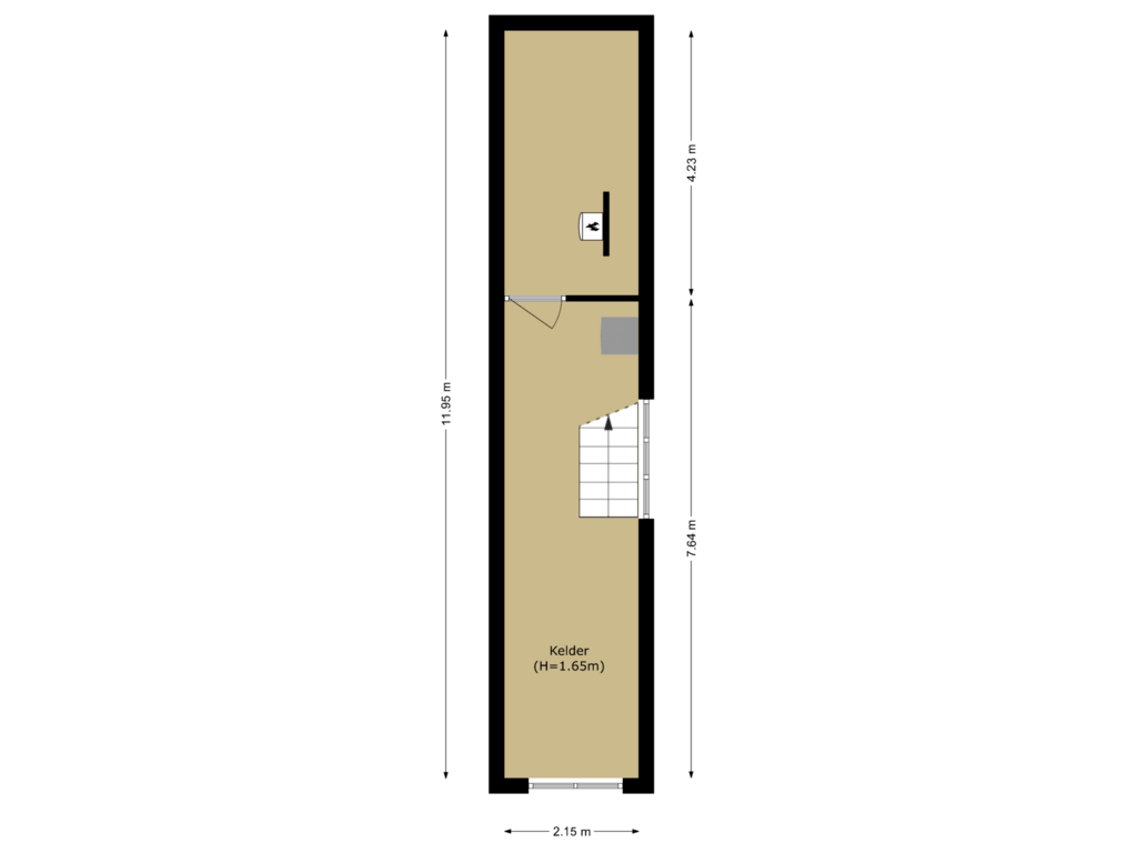 Bekijk plattegrond van kelder van Anna van Burenstraat 17