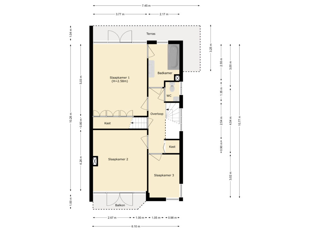 Bekijk plattegrond van eerste verdieping van Anna van Burenstraat 17