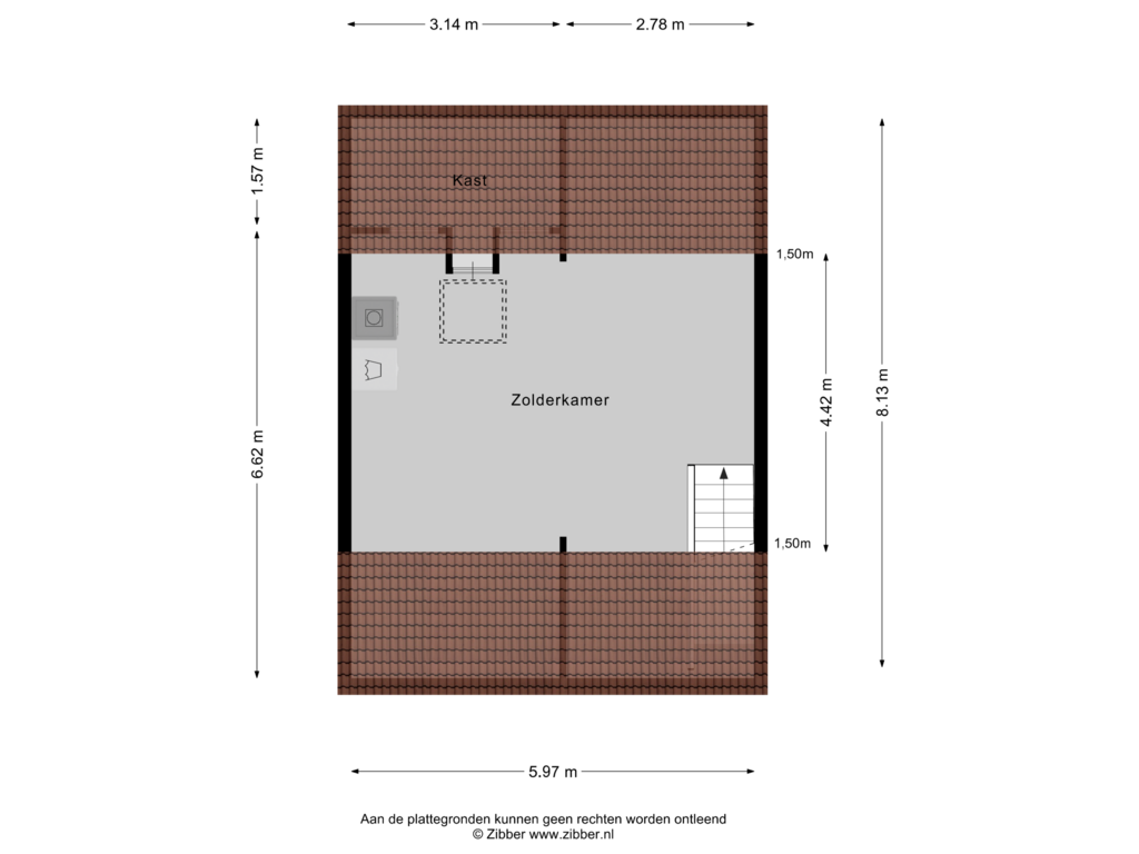 Bekijk plattegrond van Tweede Verdieping van Paulus Potterstraat 16