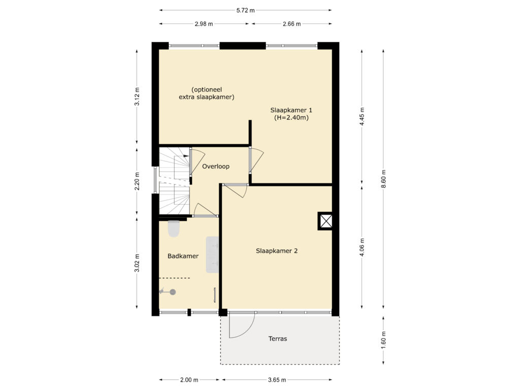 Bekijk plattegrond van eerste verdieping van Hollemarestraat 76