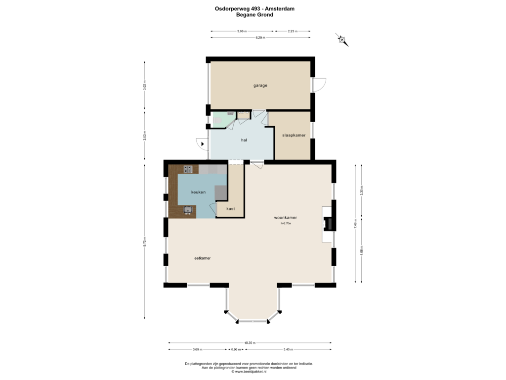 View floorplan of BEGANE GROND of Osdorperweg 493