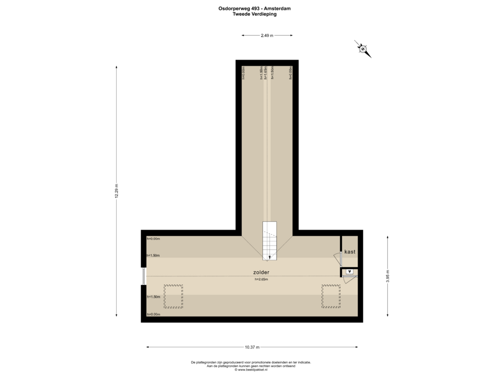 View floorplan of TWEEDE VERDIEPING of Osdorperweg 493