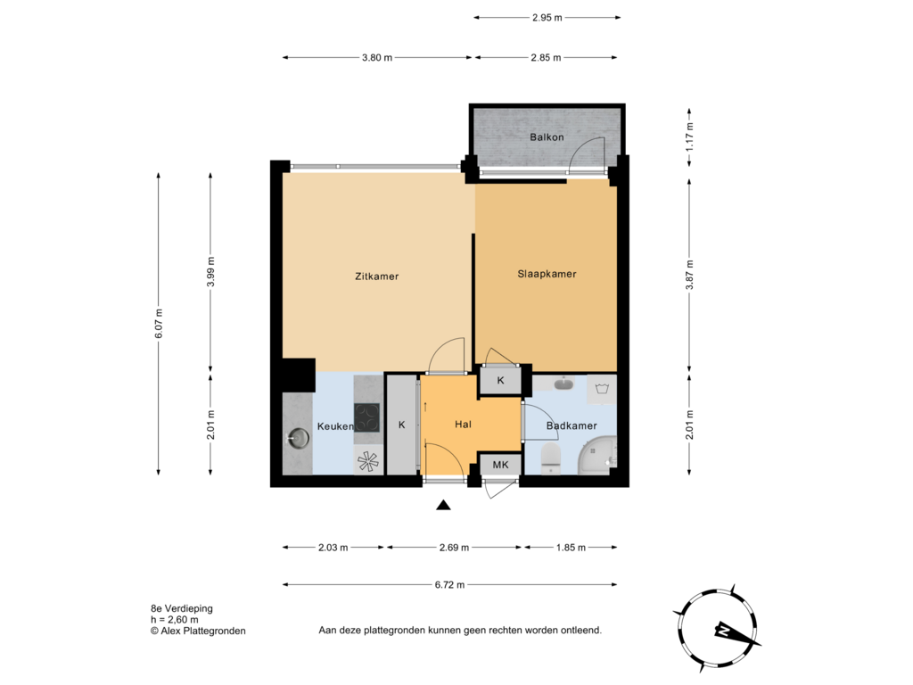 Bekijk plattegrond van 8e Verdieping van Huis te Landelaan 15-F803