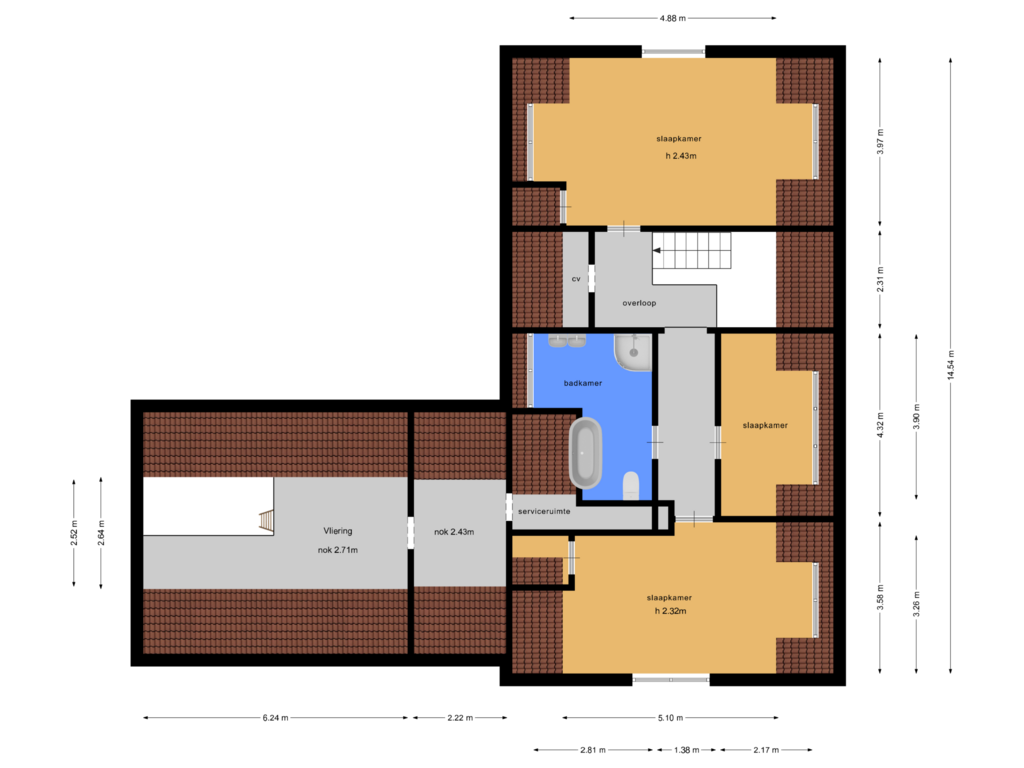 Bekijk plattegrond van 1e verdieping van Rijksweg 7