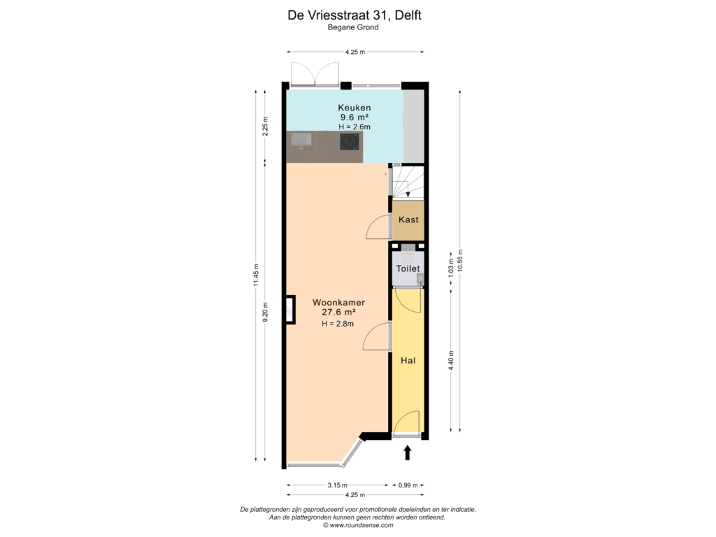 View floorplan of Begane Grond of De Vriesstraat 31