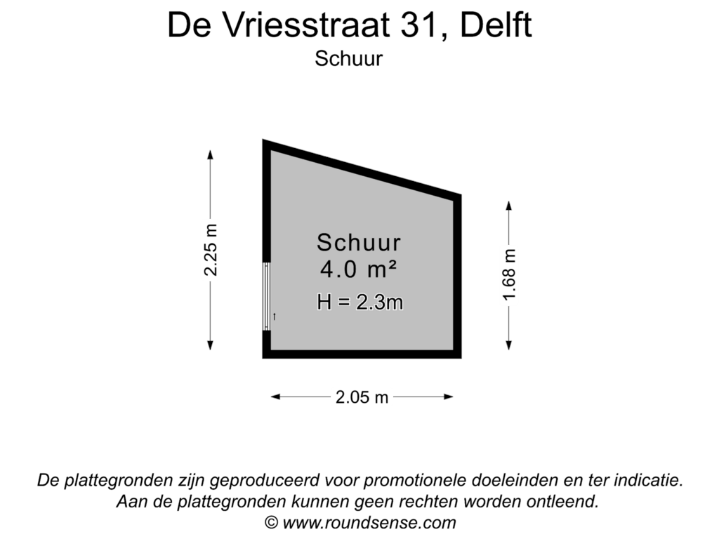 View floorplan of Schuur of De Vriesstraat 31