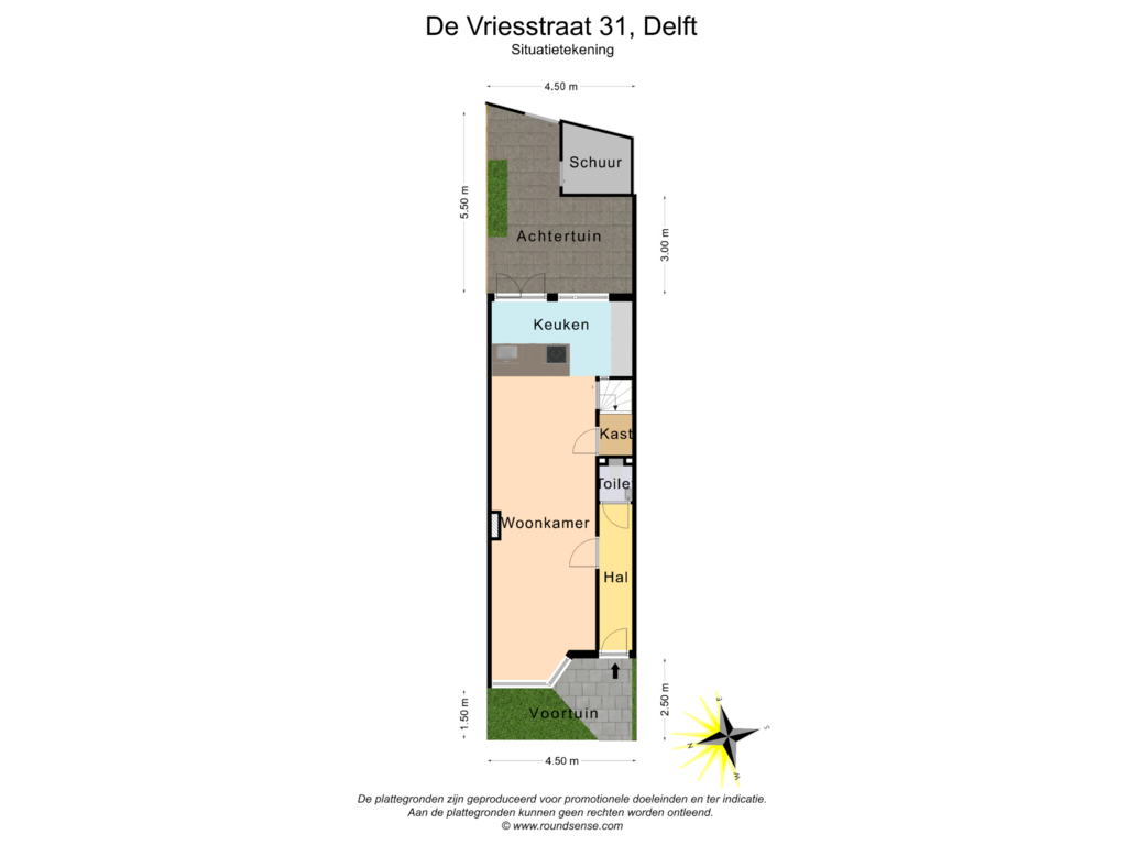 View floorplan of Situatietekening of De Vriesstraat 31