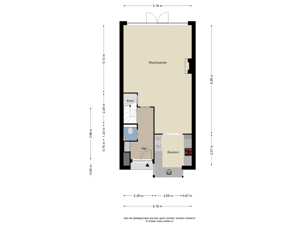 Bekijk plattegrond van Begane grond van 't Ruum 51