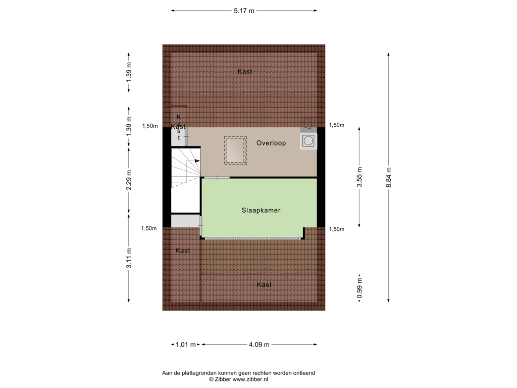 Bekijk plattegrond van Tweede verdieping van 't Ruum 51