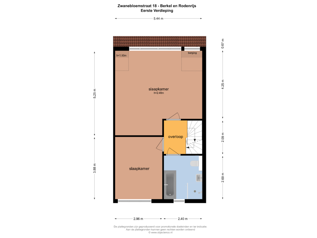 Bekijk plattegrond van Eerste Verdieping van Zwanebloemstraat 18