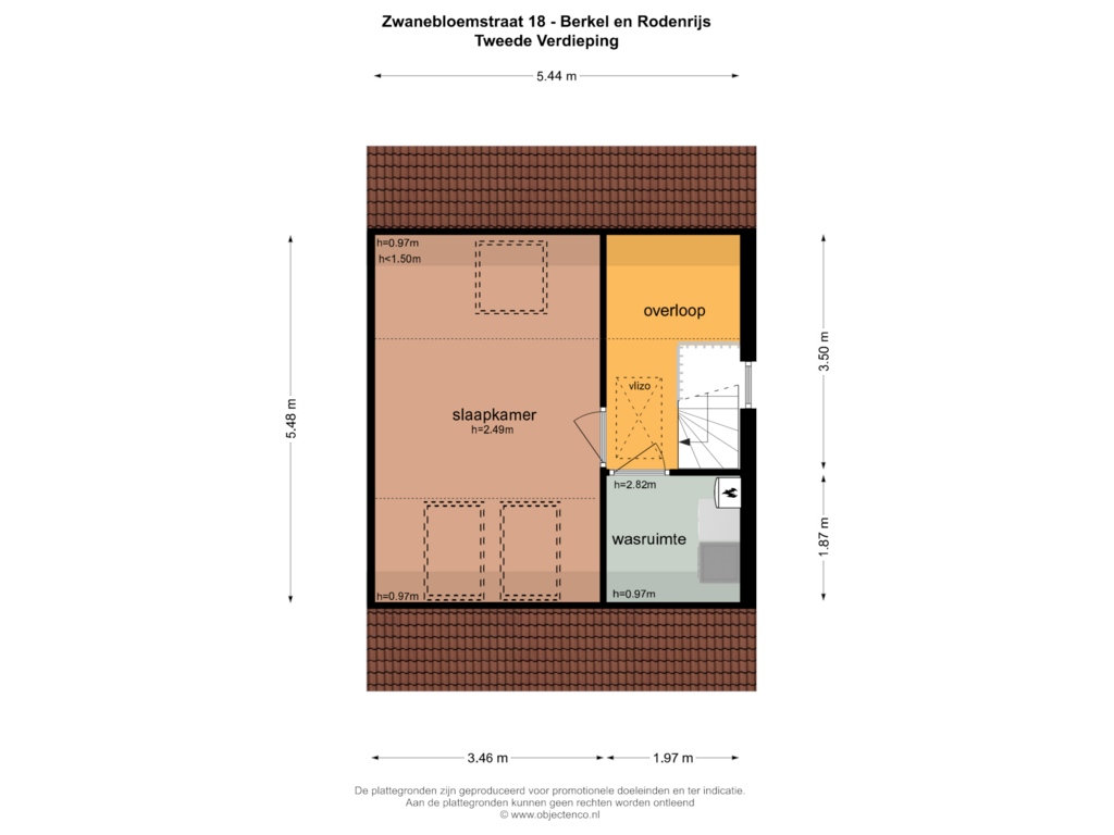 Bekijk plattegrond van Tweede Verdieping van Zwanebloemstraat 18