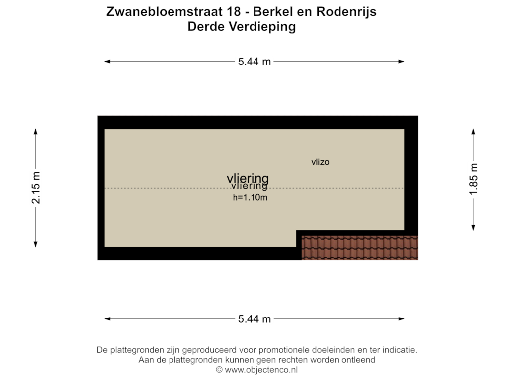 Bekijk plattegrond van Derde Verdieping van Zwanebloemstraat 18