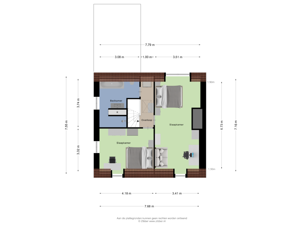 View floorplan of Eerste verdieping of Groenweg 7