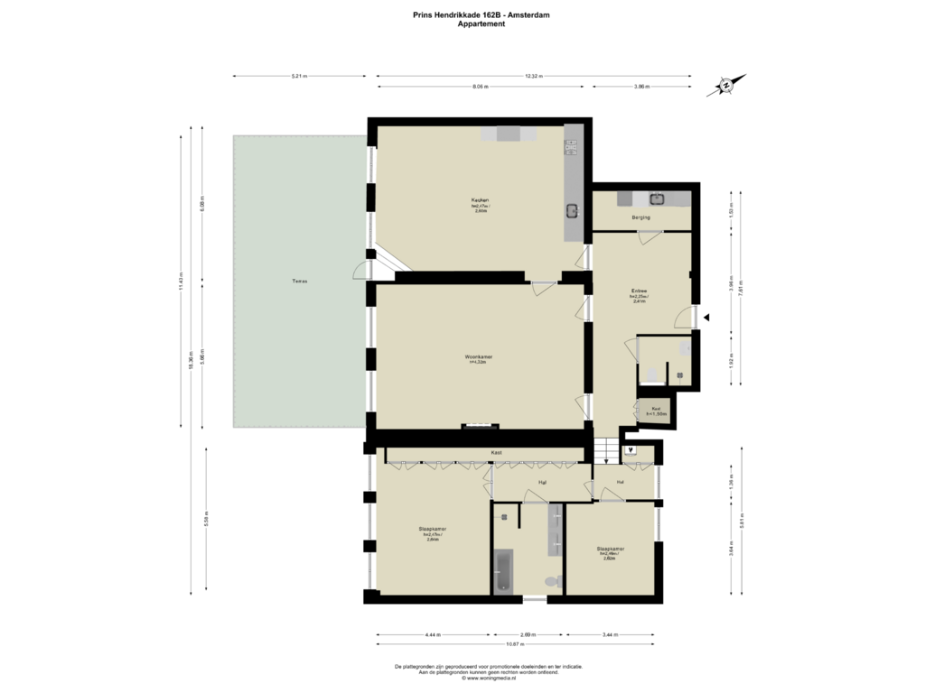 Bekijk plattegrond van Appartement van Prins Hendrikkade 162-B