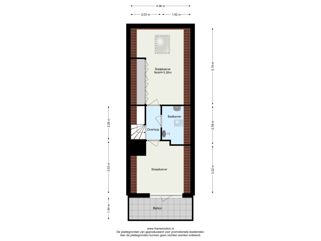 Bekijk plattegrond van Verdieping 5 van Oeverstraat 17