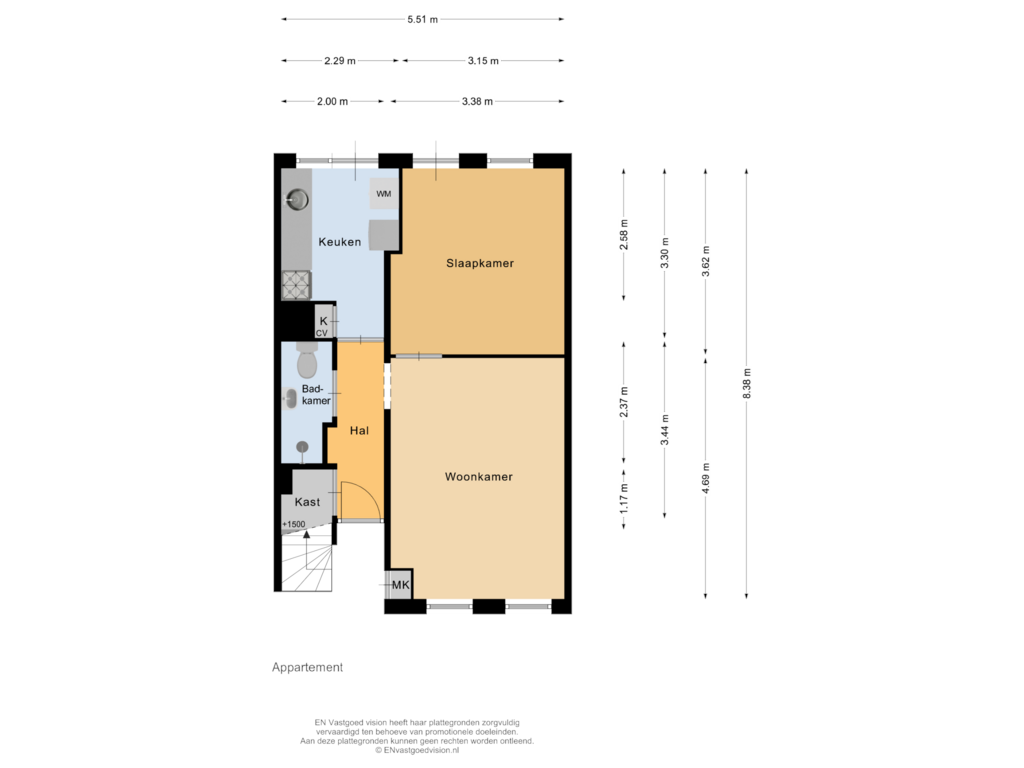 Bekijk plattegrond van Appartement van Barentszplein 56