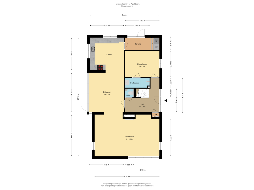 Bekijk plattegrond van Begane grond van Huygenslaan 24