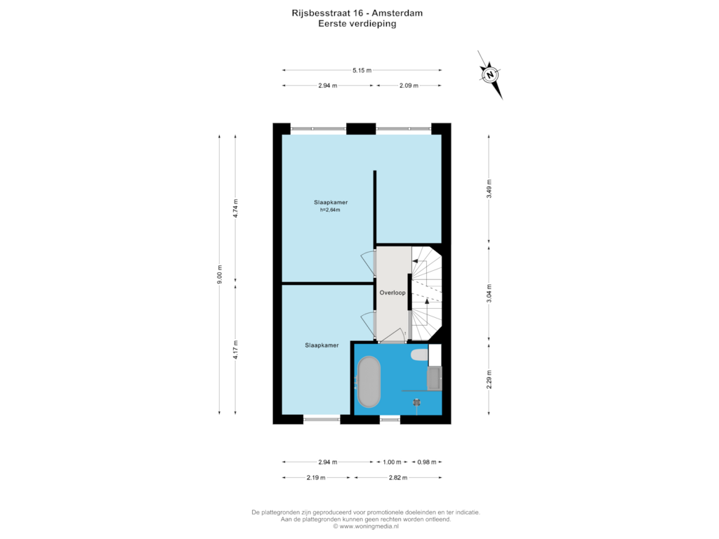 View floorplan of Eerste verdieping of Rijsbesstraat 16