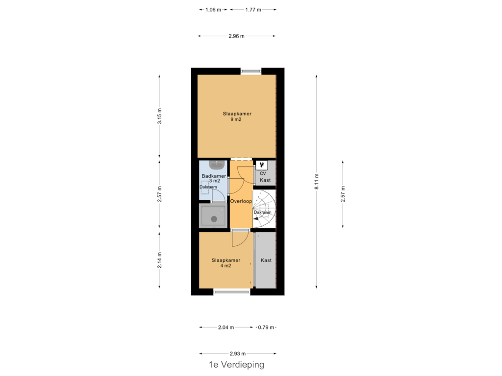 Bekijk plattegrond van 1e Verdieping van Cappenersteeg 22