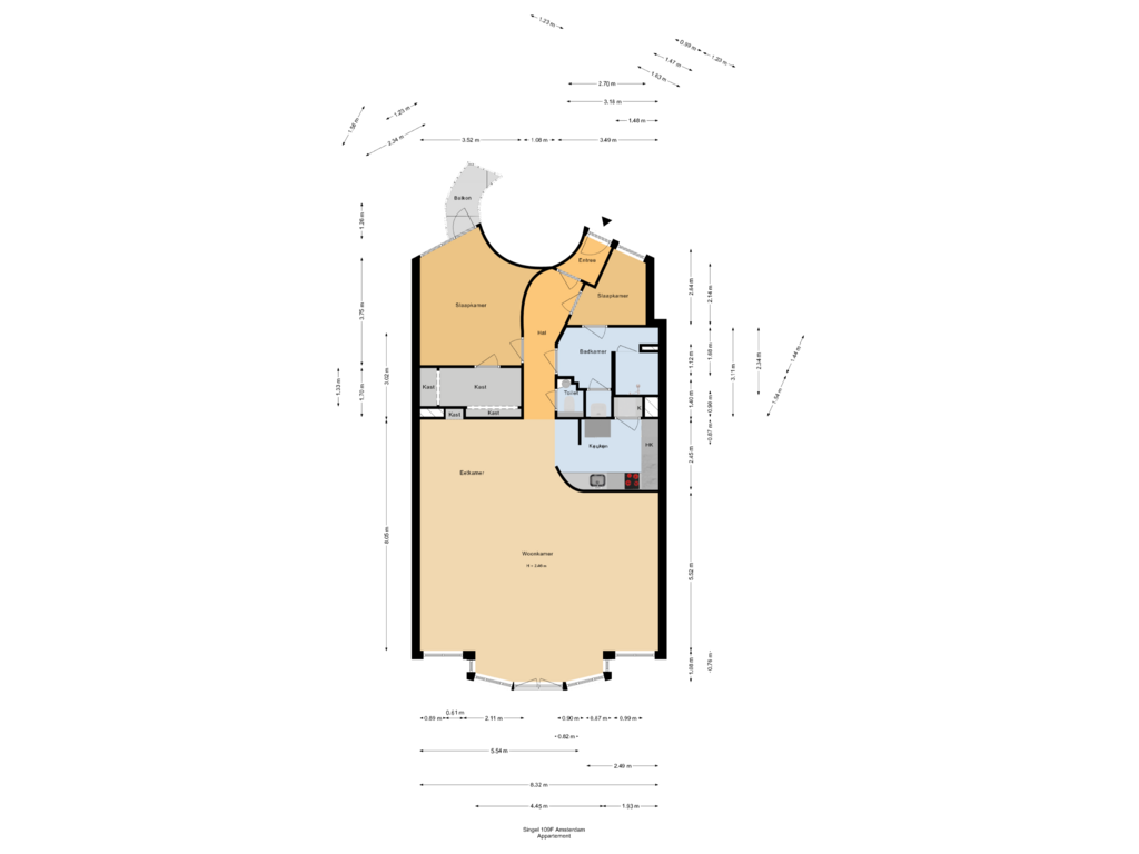 View floorplan of Appartement of Singel 109-F