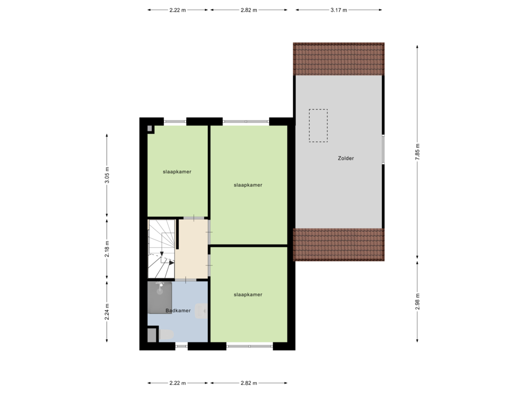 Bekijk plattegrond van Eerste verdieping van Achter den Hof 55