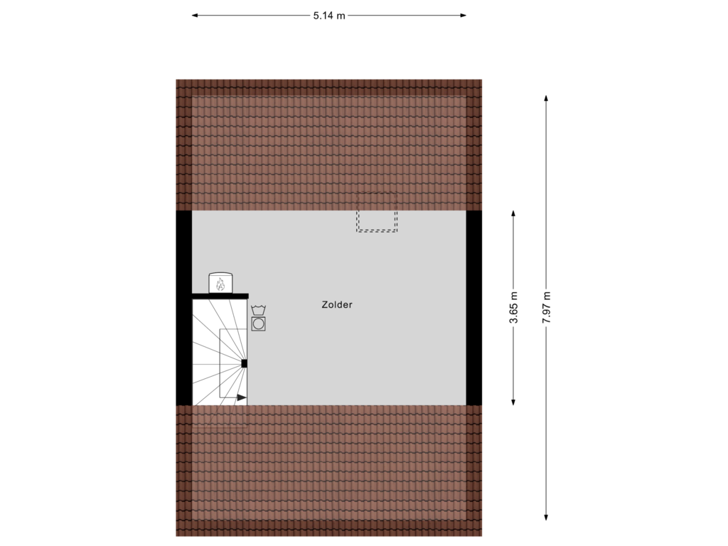 Bekijk plattegrond van Tweede verdieping van Achter den Hof 55