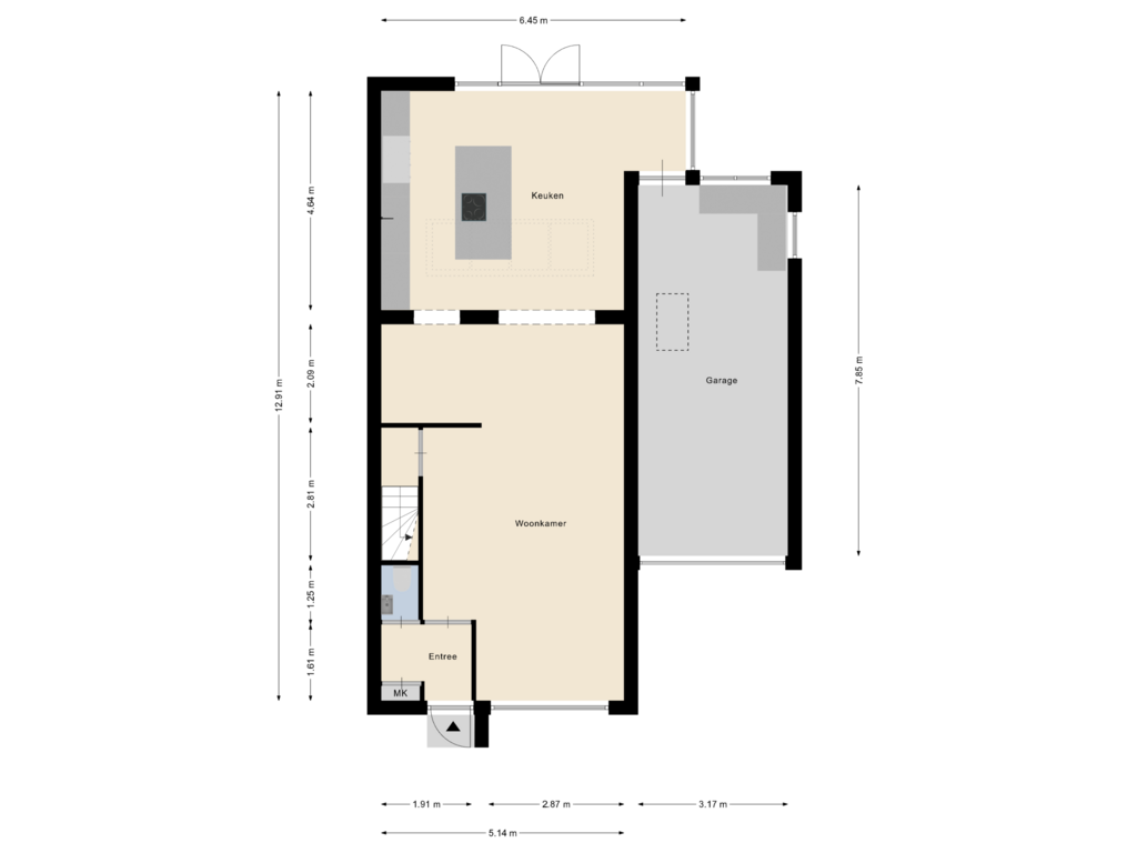 Bekijk plattegrond van Begane grond van Achter den Hof 55