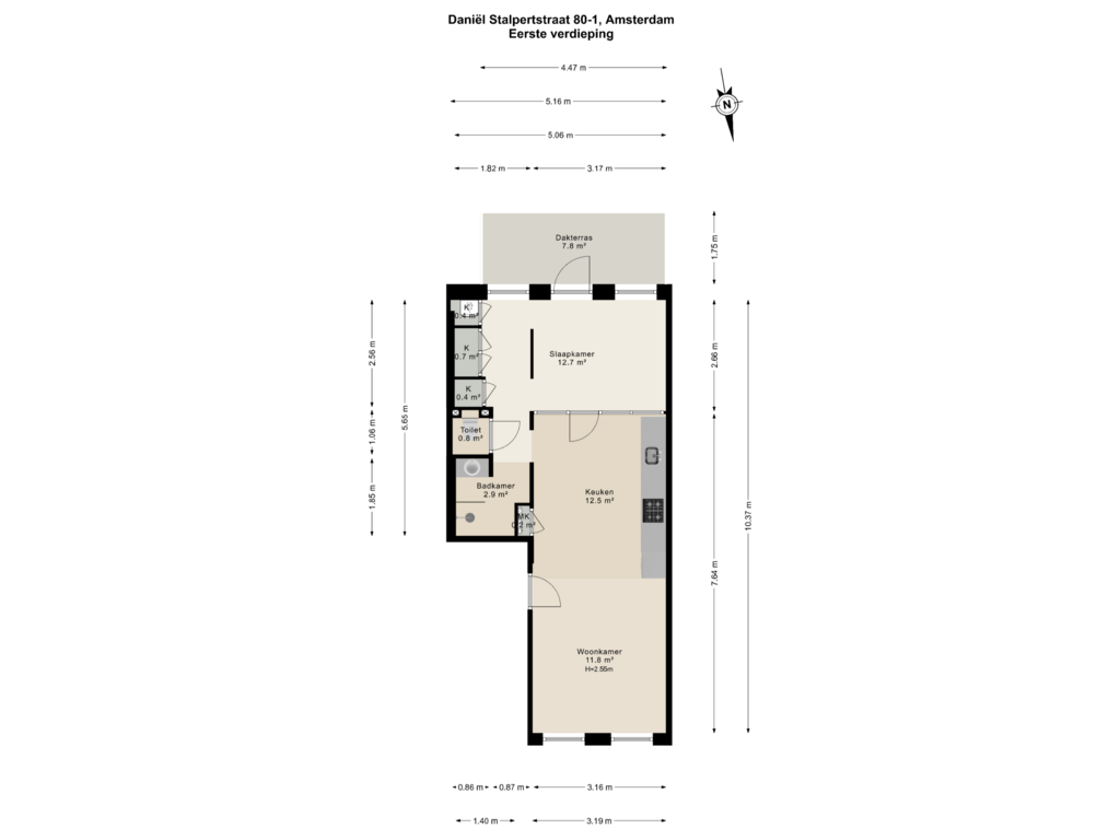 View floorplan of Eerste verdieping of Daniël Stalpertstraat 80-1