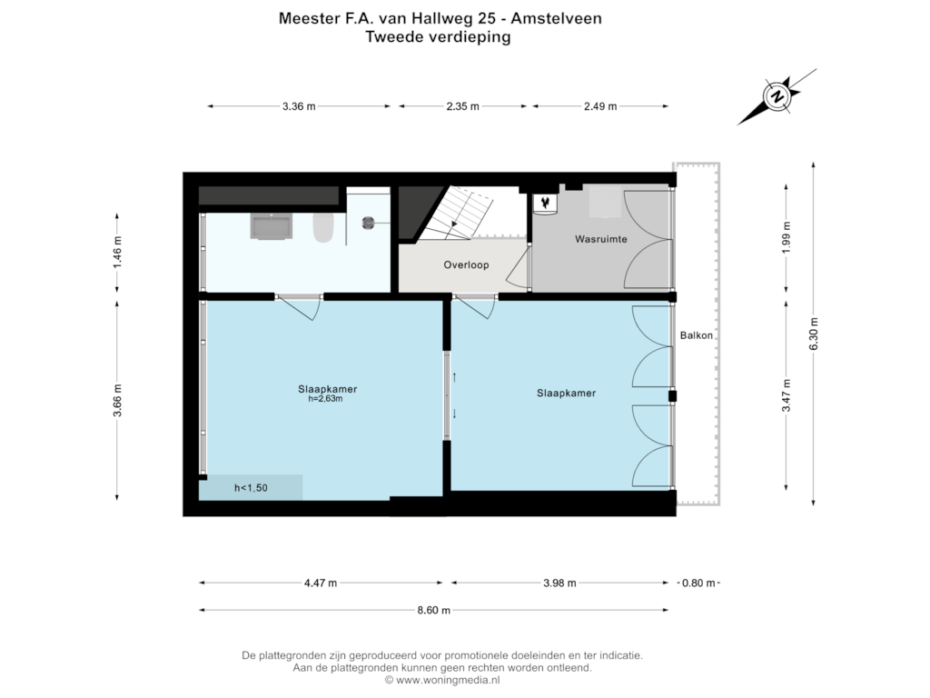 Bekijk plattegrond van Tweede verdieping van Mr. F.A. van Hallweg 25