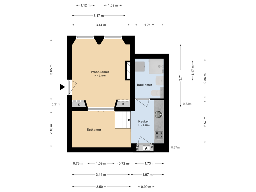 Bekijk plattegrond van Appartement van Mgr. van de Weteringstraat 120