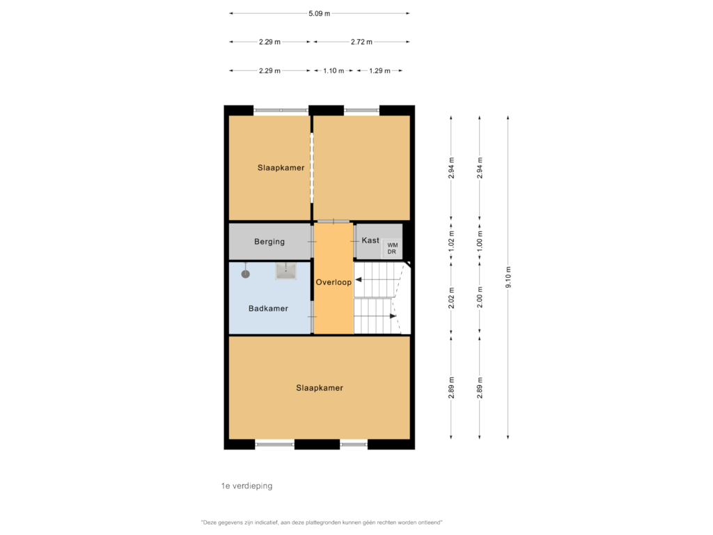 View floorplan of 1e verdieping of Zwarte Ring 78