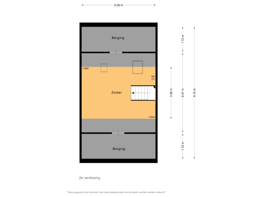 View floorplan of 2e verdieping of Zwarte Ring 78