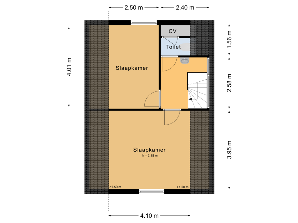 View floorplan of Tweede verdieping of Burg. Lovinkstraat 73