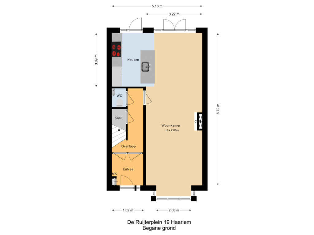 View floorplan of Begane grond of De Ruijterplein 19