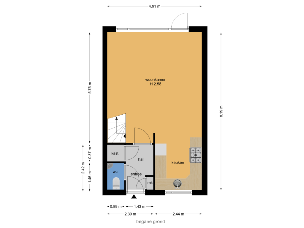 Bekijk plattegrond van begane grond van Kastanjedreef 23