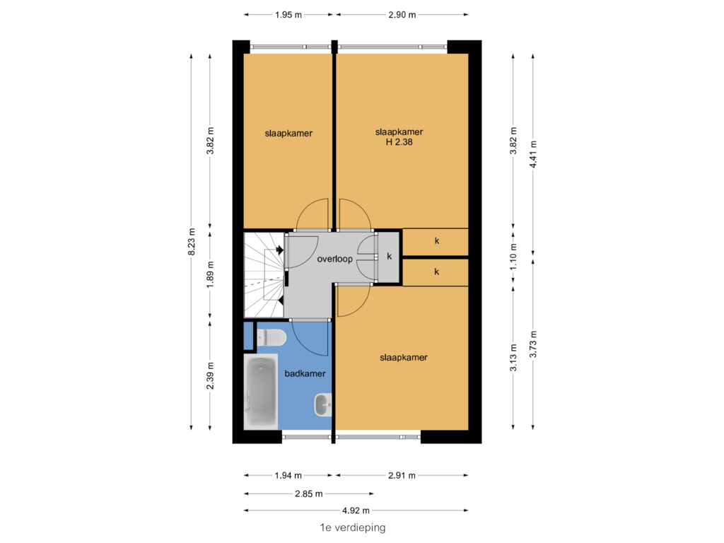 Bekijk plattegrond van 1e verdieping van Kastanjedreef 23