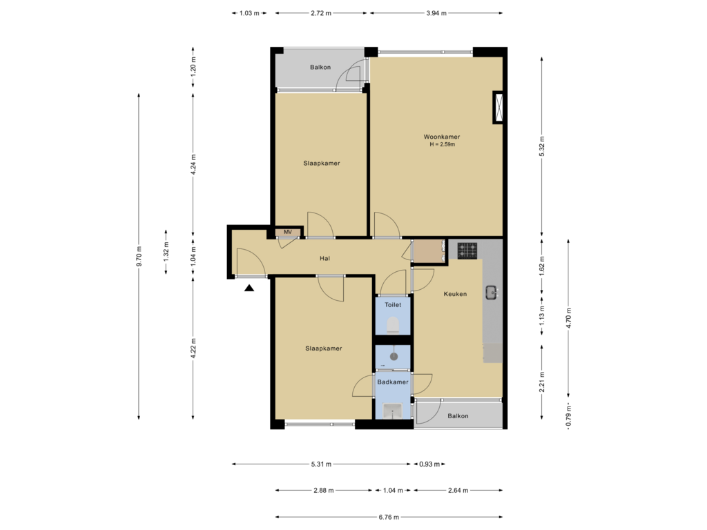 View floorplan of Appartement of Plotinusstraat 43