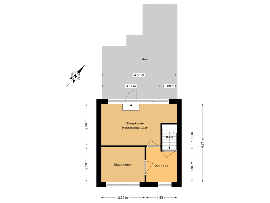 View floorplan of 1e verdieping of Ploegstraat 37