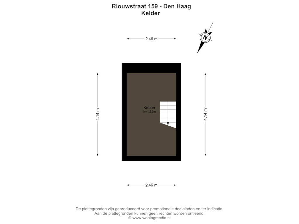 Bekijk plattegrond van Kelder van Riouwstraat 159