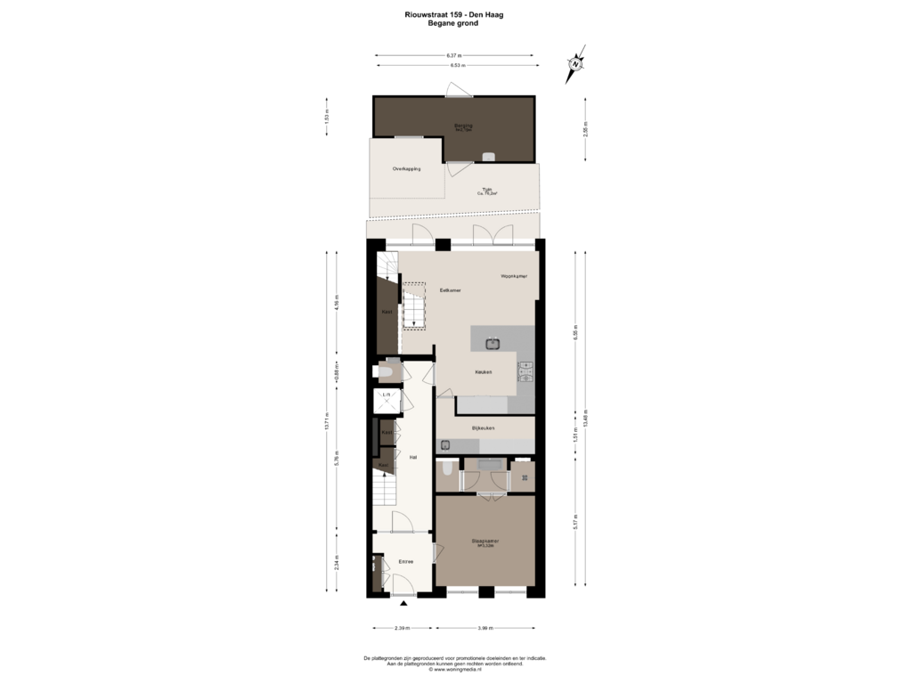 Bekijk plattegrond van Begane grond van Riouwstraat 159