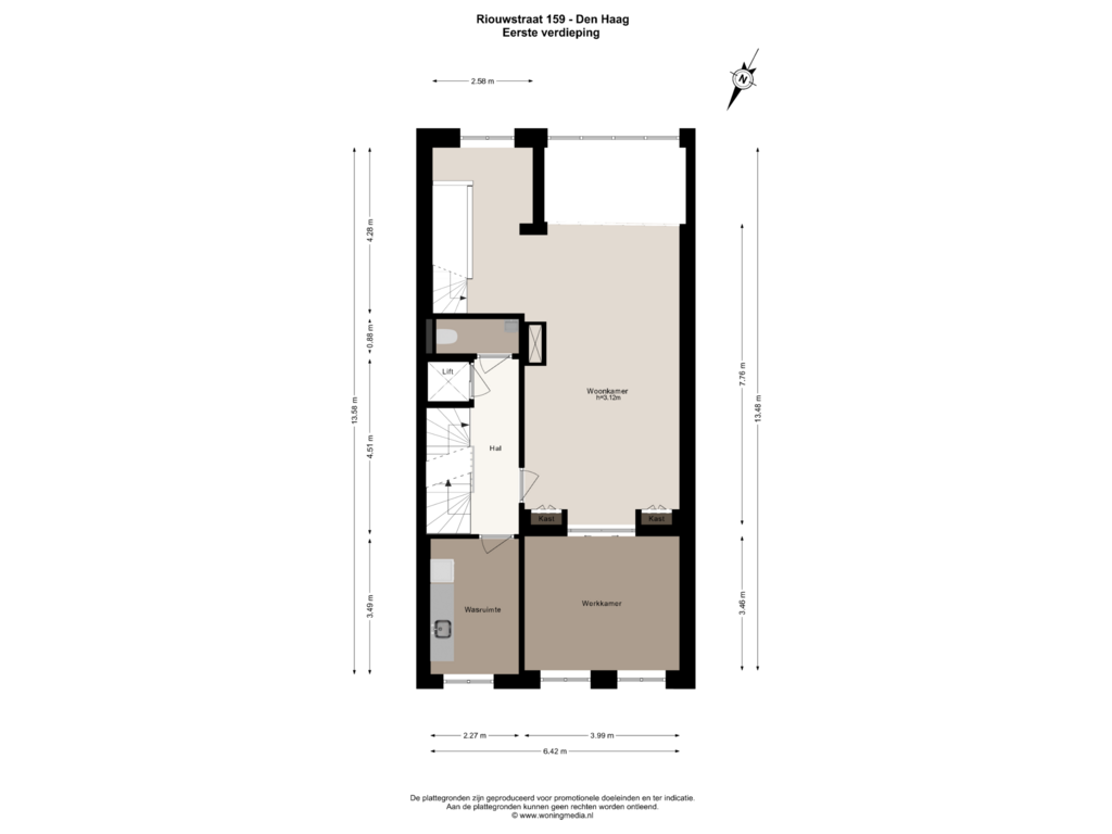 Bekijk plattegrond van Eerste verdieping van Riouwstraat 159