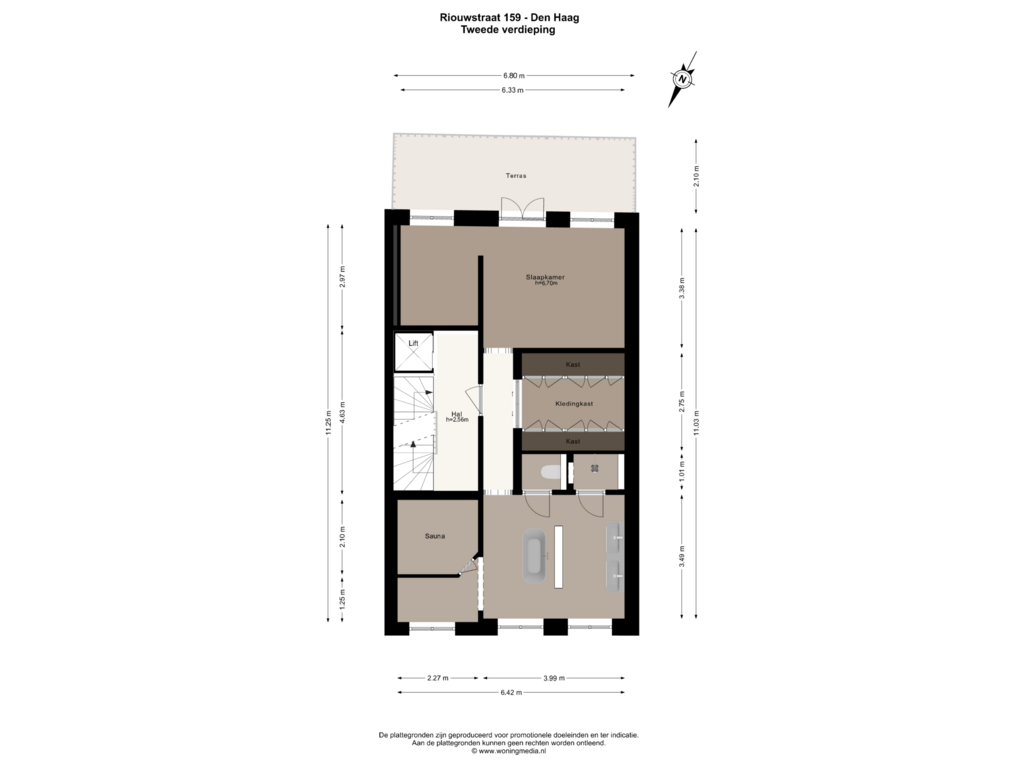 Bekijk plattegrond van Tweede verdieping van Riouwstraat 159