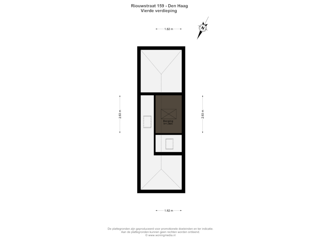 Bekijk plattegrond van Vierde verdieping van Riouwstraat 159