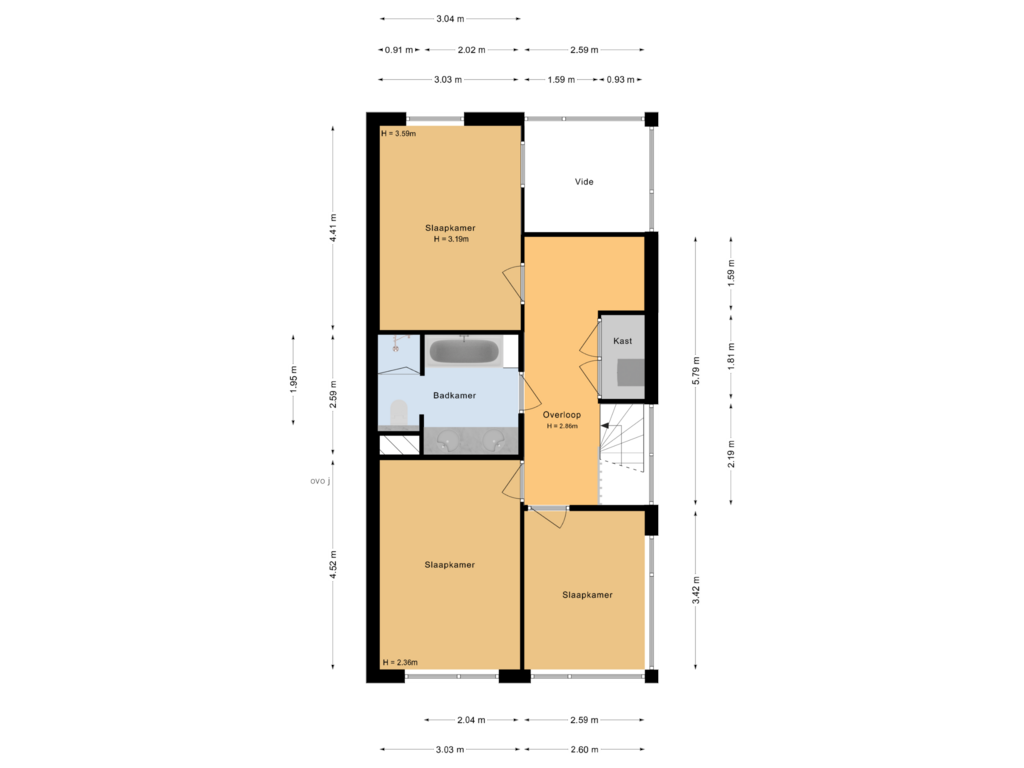 View floorplan of 1e verdieping of Fred Raymondhof 4